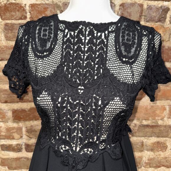 Lac Bleu Women’s Black Mesh Lace Skort Mini Sheer Sz M Boho Goth Western - Picture 4 of 11